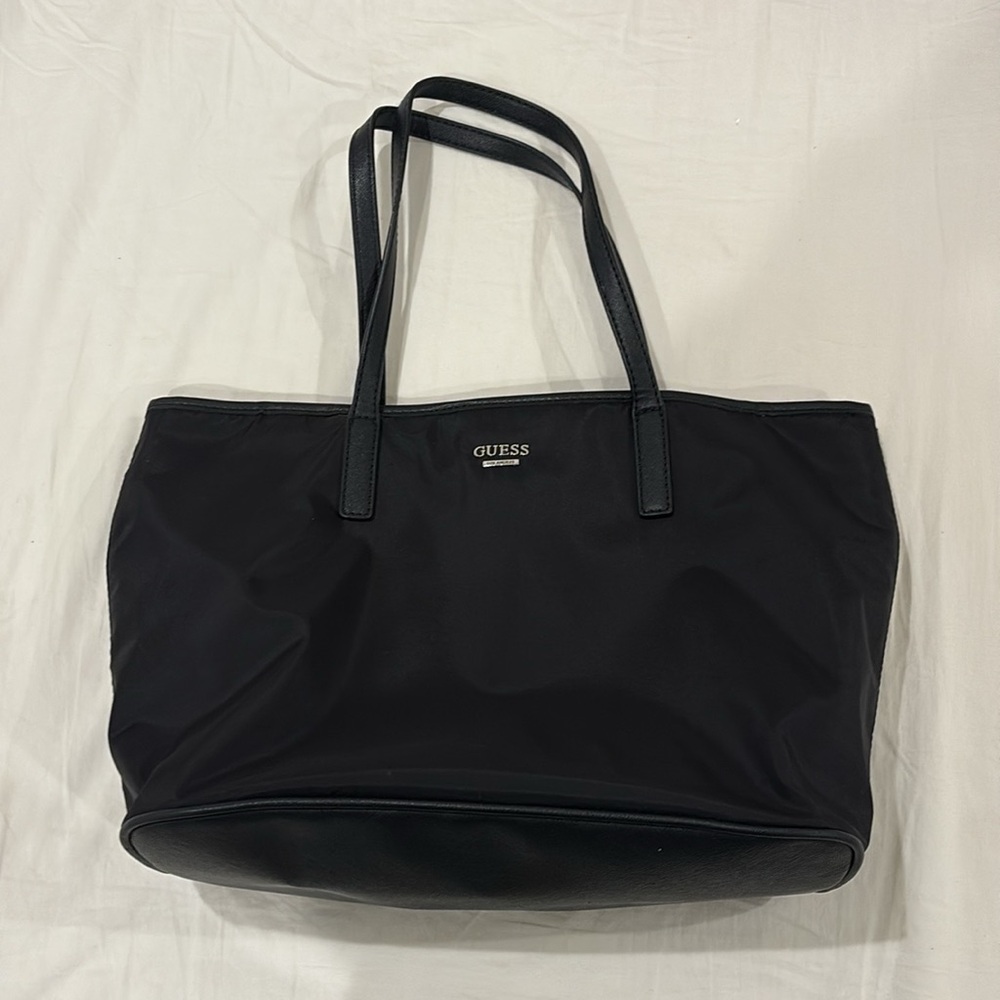 Guess Vikki Tote Black Nylon and Faux Saffiano Leather